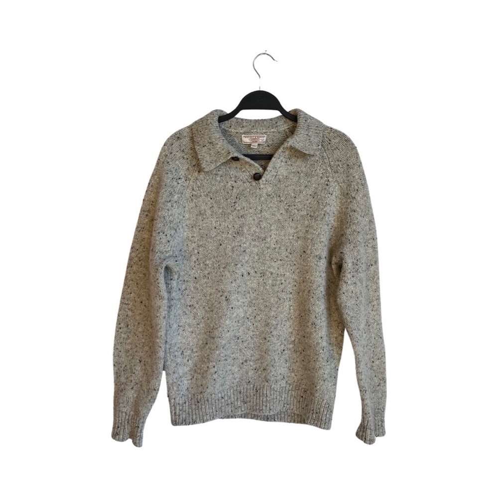 Wallace & Barnes grey wool Henley sweater size medium
